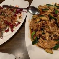 Kung Pao Chicken · Chicken breast, green onion, zucchini, peanut and chili pepper