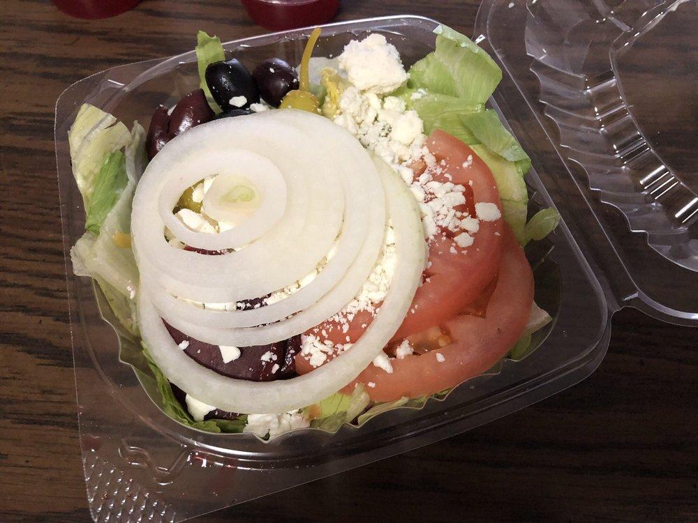 Greek Salad · Lettuce, tomatoes, cucumbers, beets, onion, pepperocini, olives and feta cheese. Includes pita bread and choice of dressing.