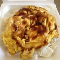 Scrambled Egg Shrimp Over Rice · 