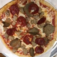 Meat Lover Pie · Grande mozzarella, pepperoni, Italian sausage, meatballs and house tomato sauce.