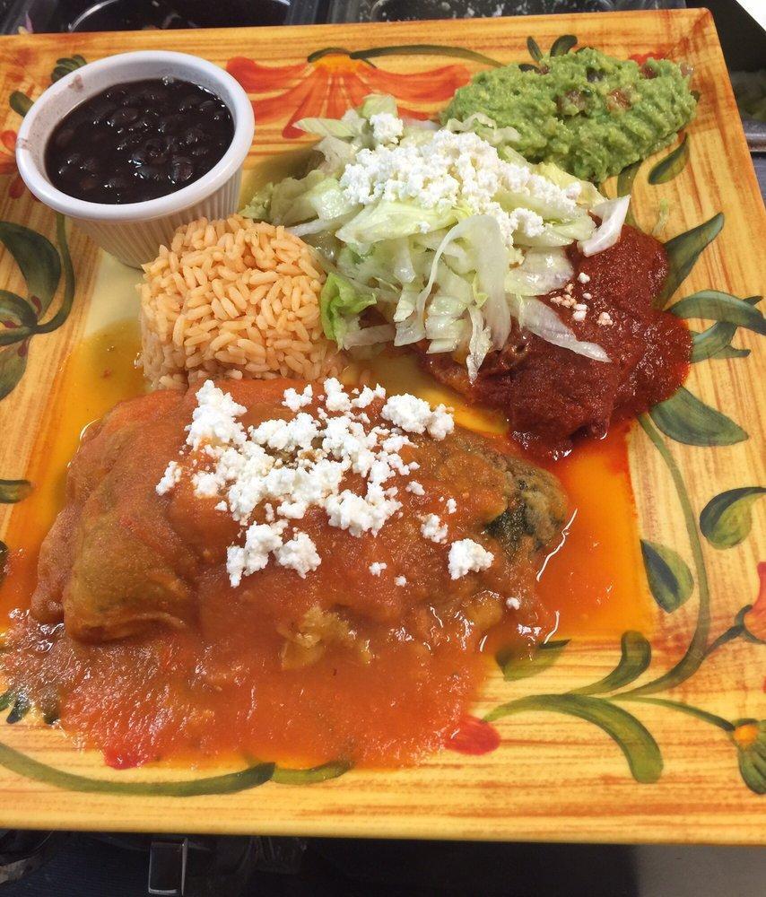 Stuffed Poblano Pepper and Enchiladas Platter · 