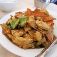 Garlic Chicken · Sauteed with bamboo shoots, bell peppers, and carrots in a garlic sauce. A local favorite!