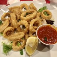 Fried Calamari · Fried fresh squid served with marinara sauce.