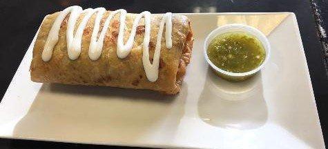 Chimichanga · Your choice of meat, rice, refried beans, and pico de gallo.