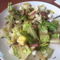 Antipasto Salad · Genoa salami, soppressata, green olives, fresh mozzarella, provolone and giardiniera.