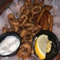 Fried Calamari · Served with Cajun fries and choice of sauce.