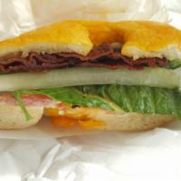 Basil BLT Sandwich · Bacon, lettuce, tomato, mayo and fresh basil leaves.