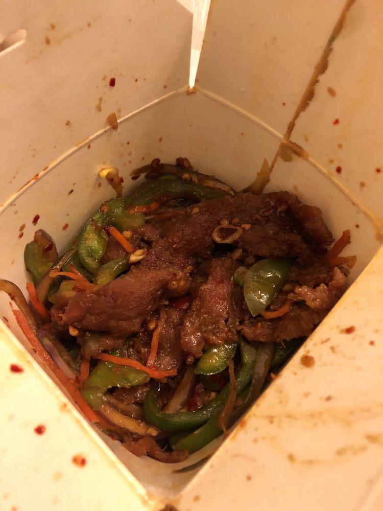 Mongolian Beef · Tender beef strips with sliced bell pepper, onion and carrots stir fried in spicy Mongolian sauce.