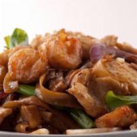 Chow Fun Noodles · White flat Chinese rice noodle with bean sprouts, green onions in house stir fry. 