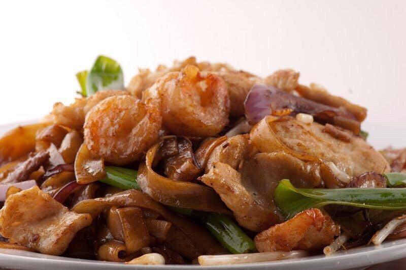 Chow Fun Noodles · White flat Chinese rice noodle with bean sprouts, green onions in house stir fry. 