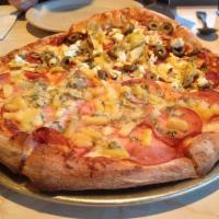 Blue Hawaiian Pizza · Mulberry House Made Pizza Sauce, Mozzarella with Canadian Bacon, Pineapple, and Gorgonzola B...