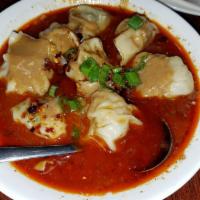 8 Piece Spicy Pork Dumplings · Served in special Chinese salsa flavored soup.