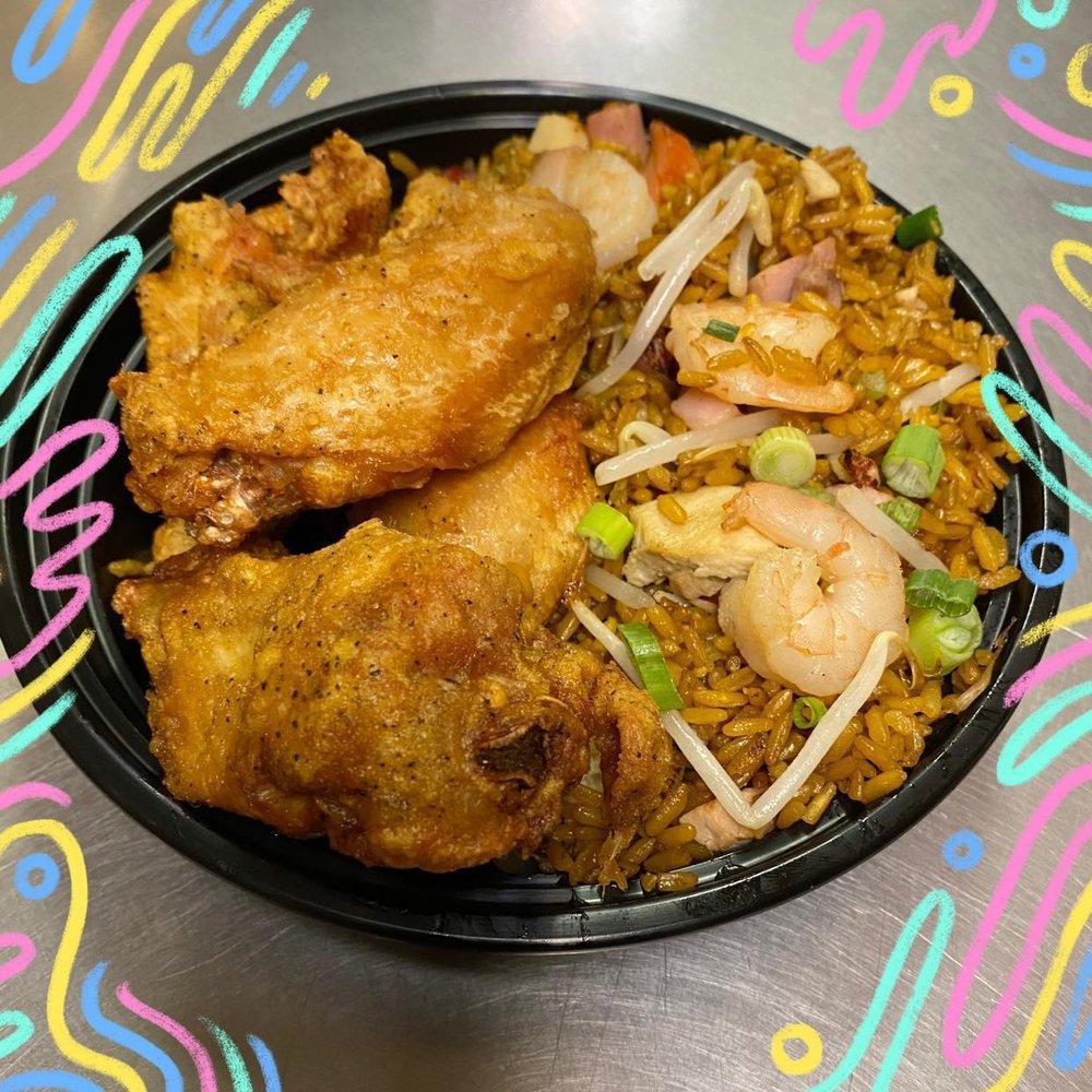 Special Fried Rice · Shrimp, chicken, ham, pork, eggs, green scallions and beansprouts.
