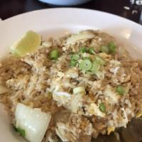 Crab Fried Rice · Real crabmeat, egg, onions and scallions.