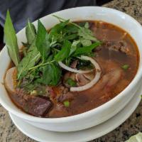 Bun Bo Hue · Beef and pork hot soup with rice vermicelli.