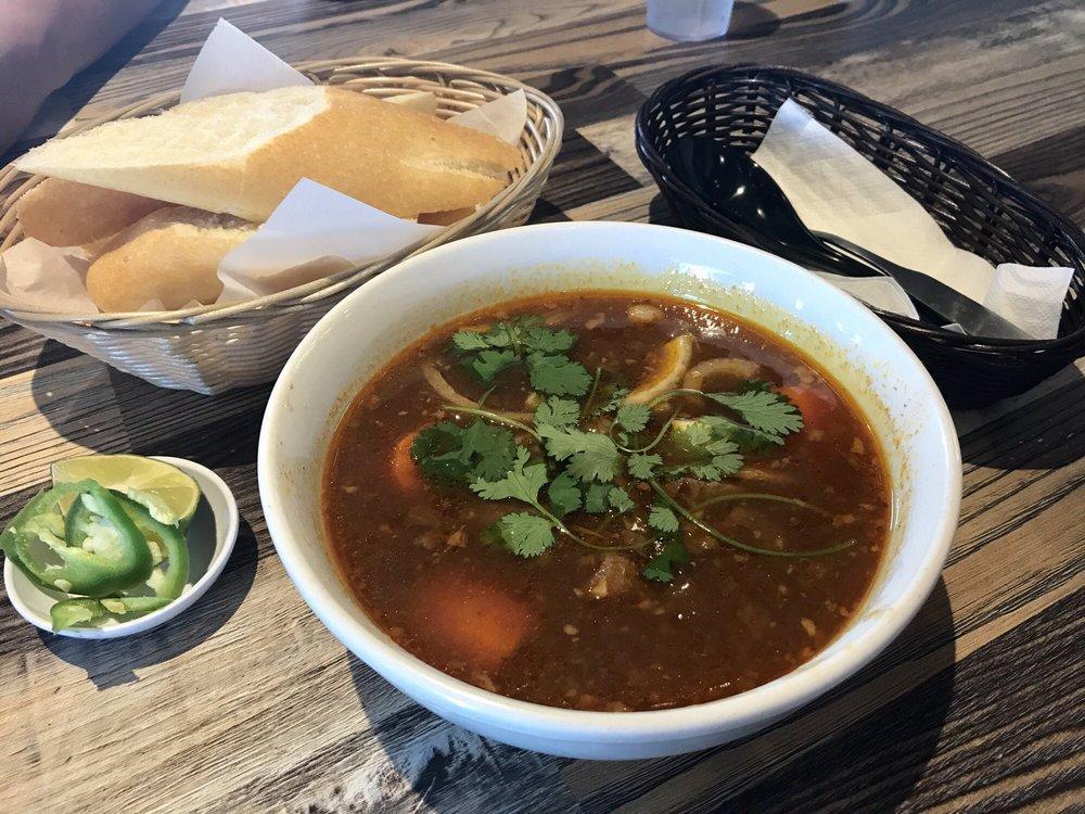 Beef Stew Soup · Slow-cooked cubed beef, carrots, onions, cilantro, flavorful beef broth, served with choice of bread, rice or noodles.