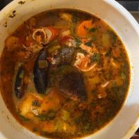 Cioppino · Seafood stew shrimp, lobster, clams, scallops, mussels, calamari, white fish, crab legs cook...