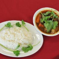 Beef Stew · Comes with rice or egg noodle. Hue tieu hoac mi bo kho.