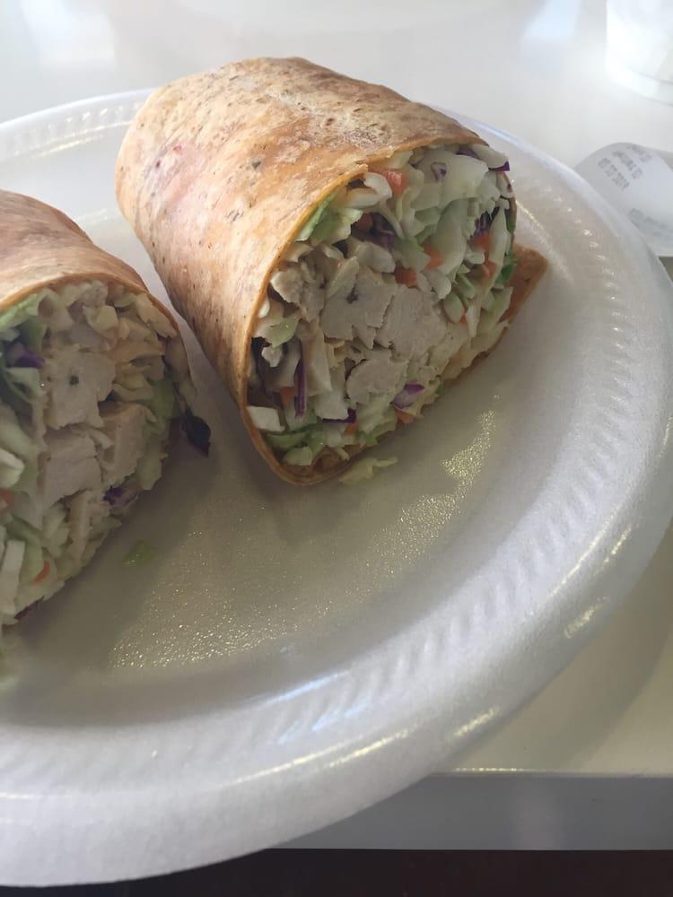 Southwest Chicken Wrap · Chipotle tortilla, chicken, cabbage, romaine lettuce, shredded cheese, and chipotle ranch sauce.