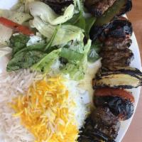 Filet Mignon Shish Kabob · The finest cut filet mignon marinated and charbroiled over an open flame with bell peppers, ...