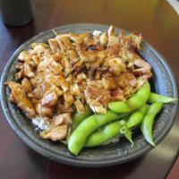Chicken Teriyaki Bowl · Grill Teriyaki Chicken Edamame (Soy Beans) on a bed of White Rice