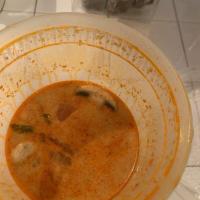 Tom Yum Soup · Lemongrass soup. Hot and sour soup with tomatoes, onion, lemongrass, kaffir lime leaves and ...