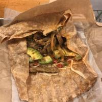 Chipotle Fajita Wrap · Onion, pepper, cabbage, pico de gallo, avocado, & chipotle crema