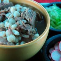 Pozole · Traditional soup from Mexico. Made with pork, hominy and other seasonings and garnish.