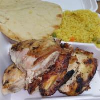 1/2 Chicken Meal · Served with 1 pita, 1 side and choice of sauce.