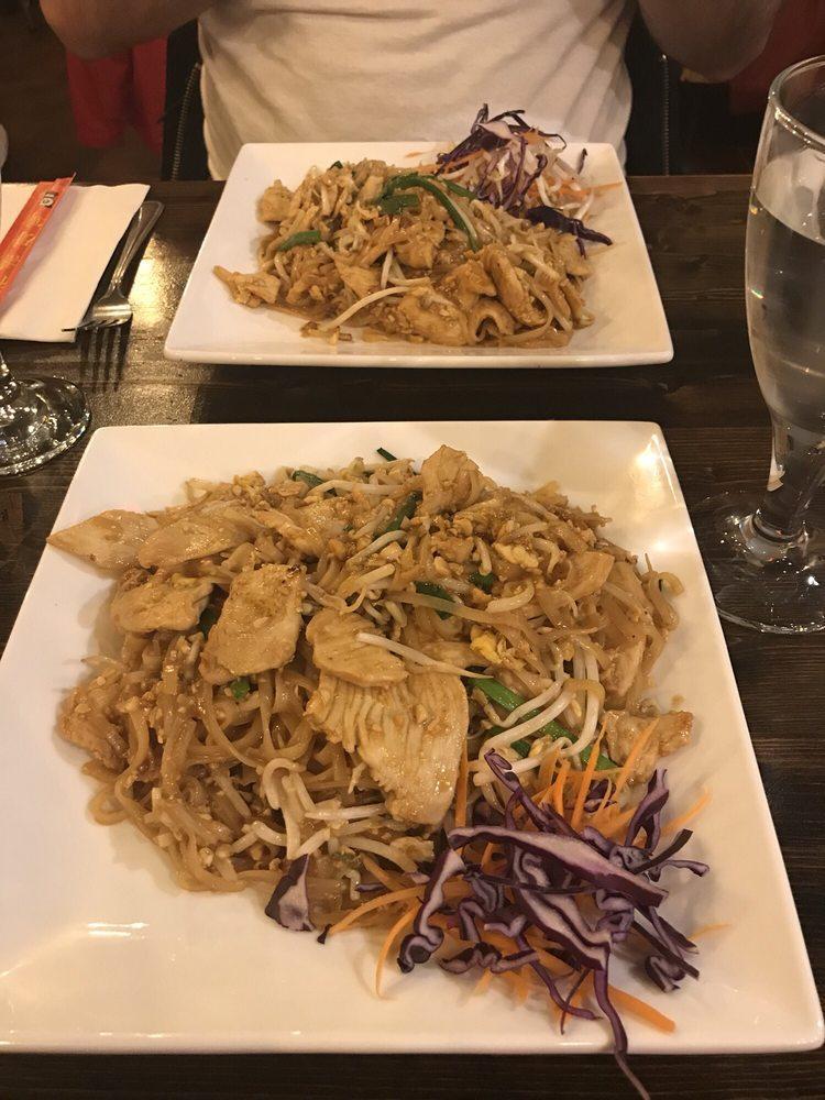 Pad Thai · Traditional Thai rice noodle with egg, bean sprouts, scallions, peanuts and choice of protein in a sweet savory sauce.