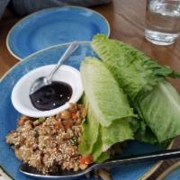 Lettuce Wraps · Lettuce wrap with radish, carrots, green bell peppers, mushrooms and water chestnuts with ch...
