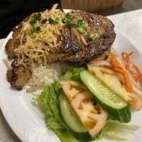 BBQ Pork Chop and Shredded Pork Rice Plate · 