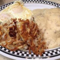 2 Eggs & Country Fried Steak · Served with sausage gravy.