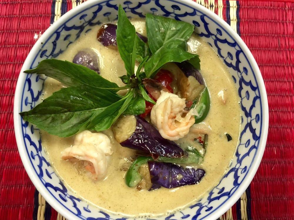 Green Curry · Choice of meat in a special homemade green curry paste, bamboo shoots, bell peppers and coconut milk.