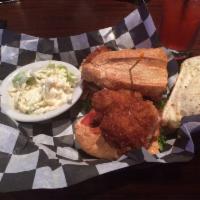 Fried Fish Po Boy · Guinness battered Pollock, served with our tangy Cajun mayo. Substitute fried shrimp for no ...