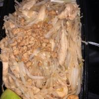 Pad Thai · Chef’s special stir fried rice noodles with bean sprouts, onions, and egg sprinkled with gro...