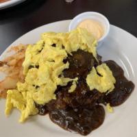 San Diego Loco Moco · Fresh ground beef patty, egg, mushroom gravy, steamed rice, house pico de gallo, kimchi and ...