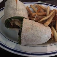 Buffalo Chicken Wrap · Grilled Buffalo chicken, cheddar Jack cheese, tomatoes, and romaine lettuce with blue cheese...