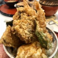 Special Tempura Bowl · Whitefish, 2 shrimps, kakiage(mixed seafood tempura), pumpkin, seaweed, shishito pepper, hal...