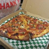 New York Pizza · Pepperoni, sausage and mushroom.