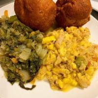 Ackee and Saltfish Breakfast · With breadfruit or spelt dumpling.