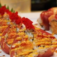 Eternal Love Roll · Spicy tuna and tempura fried sweet potato topped with tuna, eel sauce, and spicy mayo.