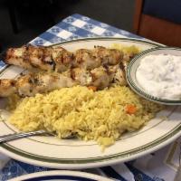 Chicken Souvlaki Platter · 