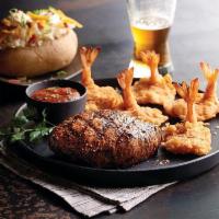 Gulf Coast Steak & Shrimp · Center-Cut Top Sirloin with grilled or fried shrimp. **Include choice of Fried Shirmp or Gri...