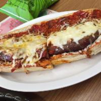 Italian Sausage Sub · Our homemade Italian sausage smothered in marinara sauce with melted mozzarella and topped w...