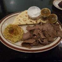 Gyro Plate · Served with 2 sides and 1 pita.
