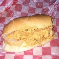 Chicken Mozambique Sandwich · Shredded chicken marinated in our house mozambique sauce.