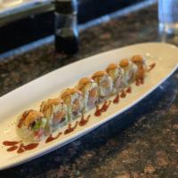 Snowflake Roll · Tuna, salmon yellowtail, avocado and spicy mayonnaise inside with crunchy tempura on top. Se...