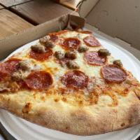 Pepperoni and Fennel Sausage Pizza · 