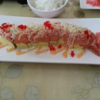 Angry Tuna Roll · No Rice. Lobster salad, shrimp tempura and avocado. Topped with spicy tuna, tobiko, crunchy ...